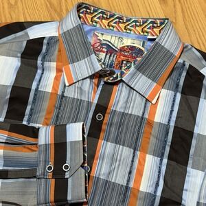 Robert Graham Blue, and and black long sleeve with contrasting cuffs 2 XL